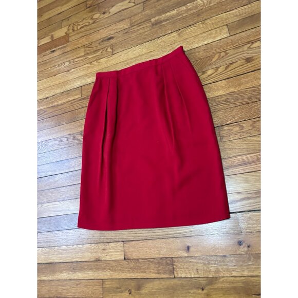 Jones New York Womens Skirt Plus Sz 14W Red Knee Length Career Lined Pleated NWT - Picture 2 of 7